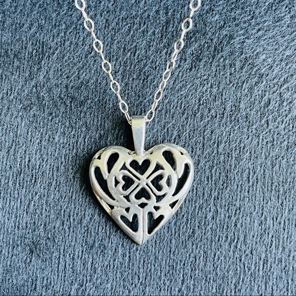 OpenWork Heart Sterling Silver Pendant Necklace